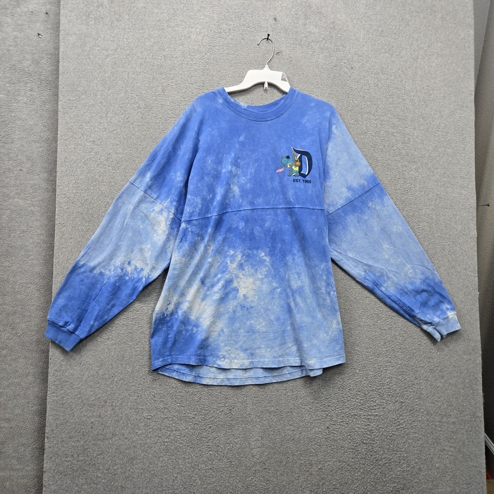 Disney Men Shirr XL Blue Tie Dye Spirit Jersey Lilo & Stitch Logo Unisex Adult
